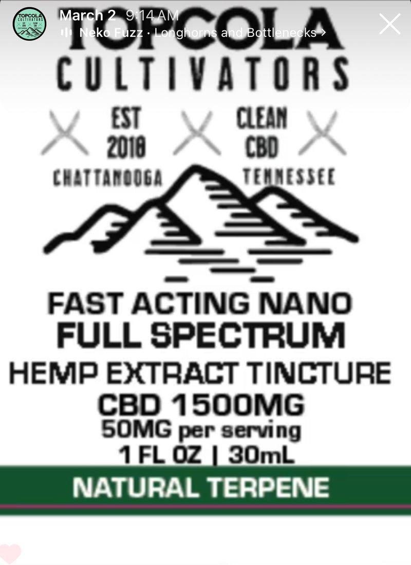 1500mg Full Spectrum Hemp with Organic MCT Oil Tincture w/SENDS Fast Acting Matrix